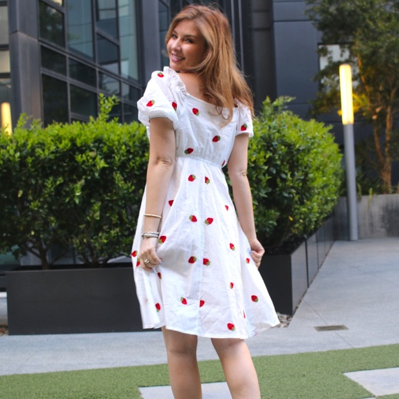 Strawberry Cottagecore Summer Milkmaid Dress - Picture 4 of 8